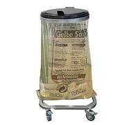 Quick Star Portasacco per Rifiuti con Coperchio e 4 Ruote | Supporto per Sacco in Metallo 120 Litri | Portasacco Stabile - Acciaio Zincato | Sacco Giallo 120L | Contenitore per Rifiuti Mobile