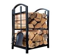 QUICK STAR Scaffale in metallo per legna da ardere, 45 x 30 x 74 cm, per interni con pala, pinza per scopa