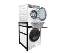 QUICK STAR Scaffale per lavatrice, 74 x 65 x 111 cm, con cassetto, nero
