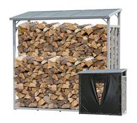 QUICK STAR Scaffale per legna da ardere in alluminio, 143 x 70 x 145 cm, con protezione dalle intemperie, da giardino, da 1,4 m³, per legna da ardere