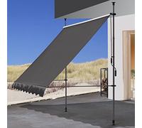 QUICK STAR Tenda da sole con morsetto, 300 x 130 cm, colore grigio, tenda parasole per terrazze, regolabile in altezza da 200 a 290 cm, per balcone, senza fori