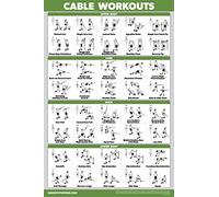 QuickFit (46 cm x 70 cm, laminato) Cable Machine Workout Poster - Cable Machine Exercise Chart plastificato. 18" x 27"