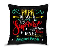 quickgadget Cuscino Festa del Papà Quadrato “Papà Sei il Mio Supereroe” - Idea Regalo Colorata e Divertente per Padre, Compleanno e San Giuseppe con Imbottitura Inclusa