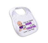 quickgadget Idea Regalo Bavaglio Bavetta Neonato per Tifoso Fiorentina - Personalizzato con Nome - Ciao Mi chiamo..e Sono..Come Il Mio papà