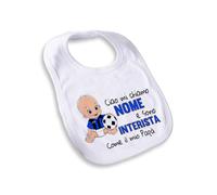 quickgadget Idea Regalo Bavaglio Bavetta Neonato per Tifoso INTERISTA - Personalizzato con Nome - Ciao Mi chiamo..e Sono..Come Il Mio papà