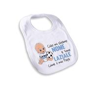 quickgadget Idea Regalo Bavaglio Bavetta Neonato per Tifoso Lazio - Personalizzato con Nome - Ciao Mi chiamo..e Sono..Come Il Mio papà