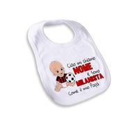 quickgadget Idea Regalo Bavaglio Bavetta Neonato per Tifoso Milan - Personalizzato con Nome - Ciao Mi chiamo..e Sono..Come Il Mio papà