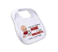 quickgadget Idea Regalo Bavaglio Bavetta Neonato per Tifoso Roma - Personalizzato con Nome - Ciao Mi chiamo..e Sono..Come Il Mio papà