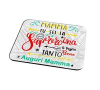 quickgadget Idea Regalo Tappetino Mouse Pad Festa della Mamma, Compleanno, Mamma tu Sei la mia spereroina, Ti Voglio Bene Tanto Auguri Mamma