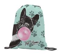 quickgadget Sacca Ginnastica GYMBACK Sport Cane Bulldog Francese 02 - Sacchetto Sportivo, Borsa, Piscina, Zaino,portascarpe Scuola per Ragazze Donne Bambini, Personalizzato con Nome.