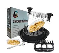 QuickSync, trituratore per polli con 4 grandi ventose, tritacarne, senza BPA, coperchio trasparente, manico ergonomico, base antiscivolo