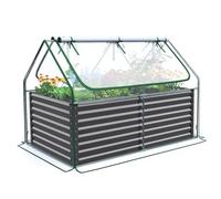 Quictent Fioriera rialzata con copertura, set per esterni, serra con 2 grandi finestre con chiusura lampo, 180 x 90 x 56 cm, trasparente