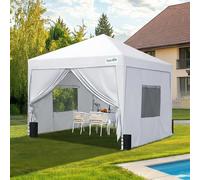 Quictent Gazebo Pieghevole 3x3m con Ventanas a Malla, Rifugio per Eventi ad Altezza Regolabile per Feste in Giardino e Campeggio, Bianco
