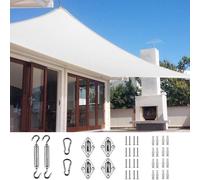 Quictent Tenda parasole rettangolare in HDPE, 185 g, colore bianco, blocco UV al 98%, per esterni, patio, giardino, con kit di ferramenta, 3,7 x 4,9 m