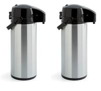 Quid 7520006 Xylon - Isoterma per caffè con beccuccio a doppia parete in vetro/acciaio inossidabile, 1,9 litri, Argento/Nero (Confezione da 2)