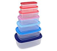 Quid Habitat Set 7 ermetici rettangolari, impilabili e inseribili, BPA Free, Plastica, Multicolore