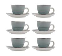 Quid Vita Morning Set di 6 tazze con piattino in ceramica 9 cl maiolica adatto a microonde asciugare i piatti su due lati dopo ogni lavaggio