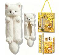 QuidToyzian Astuccio Peluche Volpe per Bambine, Set 6 Pezzi Articoli Scolastici, Astuccio Kawaii per Scuola, Portapenni Carino, Regalo per Inizio Anno Scolastico