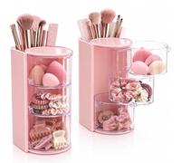 QuidToyzian Organizer per accessori per capelli, a 3 strati, girevole a 180°, supporto per pennelli per capelli, cosmetici, per elastici per capelli