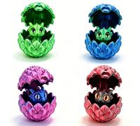 QuidToyzian Set di 4 Uova di Drago Stampate in 3D con Drago Interno, Uova a Sorpresa di Drago 4.5cm, Oggetto da Collezione Decorativo per Vetrine e Mensole, Decorazione Fantasy per Casa e Ufficio