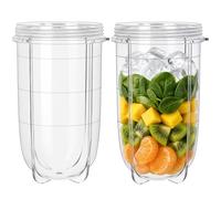 QUIENKITCH Confezione da 2 bicchieri di ricambio per frullatore Magic | Bicchieri per frullatore in plastica per uso alimentare, adatti alla serie Magic Bullet MB1001 da 250 W