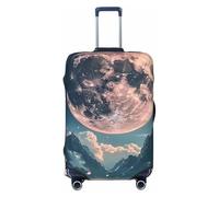 Quiet Cherry Blossoms with The Moon - Copertura elastica da viaggio per valigia, con stampa, antigraffio, Nero , M