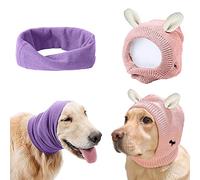 Quiet Ears for Dogs - Copriorecchie antiansia che abbaiano, paraorecchie per protezione dal rumore, 2 pezzi, cuffie antirumore, cappello anti-ansia per cani di taglia grande (viola e rosa)