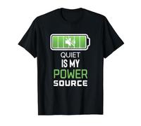 Quiet Is My Power Source Remote Workers, Amanti dei Libri Maglietta con Stampa Grafica Economica, Uomo, Nero, M