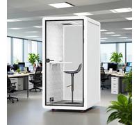 Quiet Meeting Pod con pannelli acustici, cabina mobile da ufficio insonorizzata con 4 ruote e sistema di illuminazione per telefonate e riunioni, 150 cm