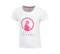 Quiet Please Create Baseline Logo Maglietta Ragazze-Bianco,Rosa in bianco, Taglia: 116