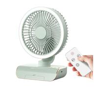 Quiet Room Fan - Circolatore d'aria regolabile a 5 velocità con telecomando, ricaricabile tramite USB, 2000 mAh, per interni, a risparmio energetico