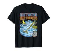 Quiet Waters Deep Thoughts Amante Pesca a Mosca Meditazione Club Maglietta