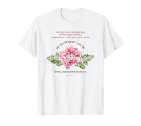 Quietness & Confidence - Versetto della Bibbia Cristiana Floreale Maglietta