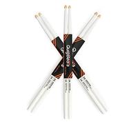 QuigBeats Bacchette Hickory 5A, bacchette per batteria per adulti e bambini 5A 3 paia - Bianco