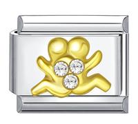 Quiges - 9 mm Italian Style Charm Modulo Acciaio Inossidabile Zirconia Oroscopo Gemelli per Braccialetti Italiani, Zirconia cubica