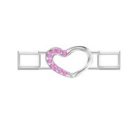 Quiges 9 mm Italian Style Charm Modulo Acciaio Inox Rosa Zirconia Cuore per Braccialetti Italiani