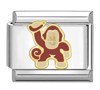 Quiges - 9 mm stile italiano modulo di collegamento scimmia in acciaio inox per braccialetti in stile italiano, Rame