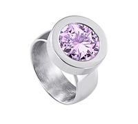 Quiges - Anello in acciaio inox lucido, 12 mm, mini moneta e zirconi intercambiabili in diverse misure e Acciaio inossidabile, 66 (21.0), colore: Lilla, cod. SLSRS10921