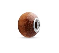 Quiges Donna Charm Bead di Legno e Argento 925 Marrone per Bracciali