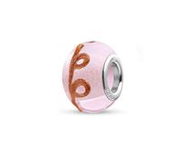 Quiges Donna Charm Bead di Vetro e Argento 925 Rosa con Brillantini Marrone Oro per Bracciali