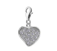 Quiges Donna Charm Ciondolo Argento Cuore con Cristalli per Bracciali e Accessori
