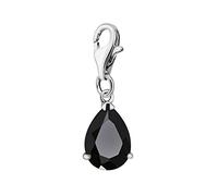Quiges Donna Charm Ciondolo Argento Goccia di Zirconio Nero per Bracciali e Accessori