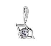 Quiges Donna Charm Ciondolo Argento Labbra con Cristallo Rotondo per Bracciali e Accessori