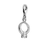 Quiges Donna Charm Ciondolo Placcato Argento Anello di Fidanzamento con Cristallo per Bracciali e Accessori