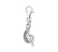 Quiges Donna Charm Ciondolo Placcato Argento Chiave Musicale per Bracciali e Accessori