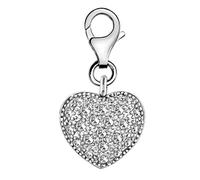 Quiges Donna Charm Ciondolo Placcato Argento Cuore con Cristalli per Bracciali e Accessori