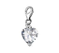 Quiges Donna Charm Ciondolo Placcato Argento Cuore di Cristallo Trasparente per Bracciali e Accessori