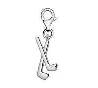 Quiges Donna Charm Ciondolo Placcato Argento Mazze da Hockey per Bracciali e Accessori