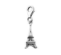 Quiges Donna Charm Ciondolo Placcato Argento Torre Eiffel Parigi per Bracciali e Accessori