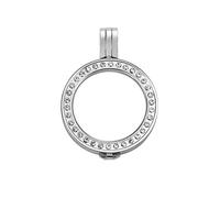 Quiges Donna Ciondolo a Moneta 25mm Acciaio Inox Argento con Zirconia per Collane e Monete